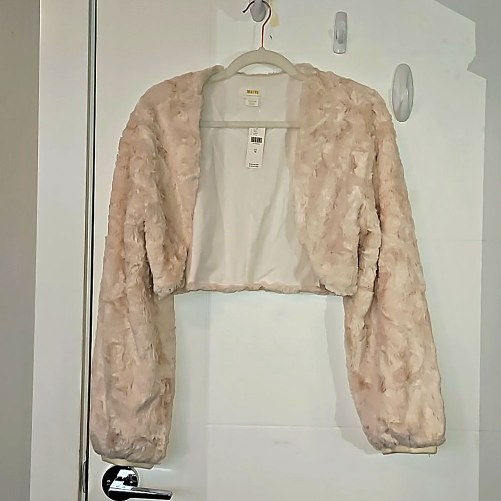 Anthropologie Maeve faux fur cropped bolero jacket